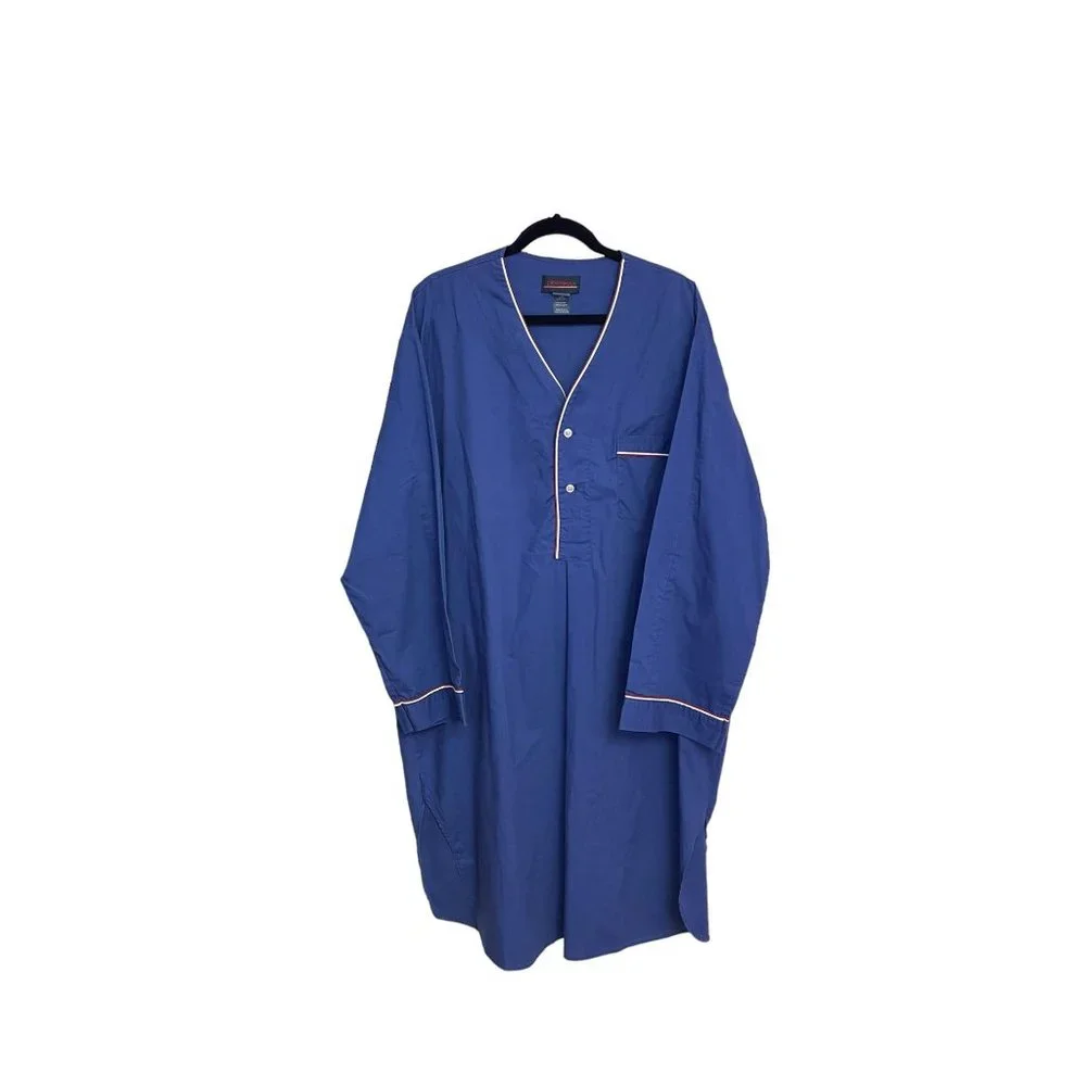 Pleetway Men's Long Sleeve Slip-on Blue Night Shirt Size L/XL‎